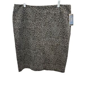 Alfani Black & Gray Animal Print Back Zip Pencil Skirt 14 NWT